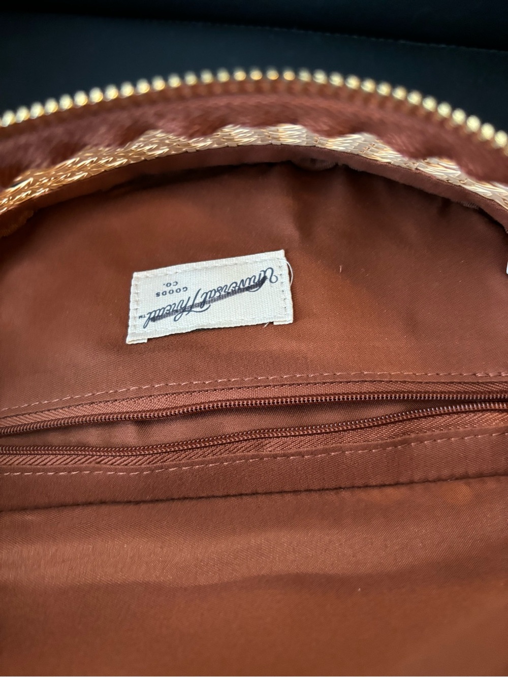 Universal Thread Brown Leather and Woven Cream Crossbody Belt Bag - Picture 3 of 7